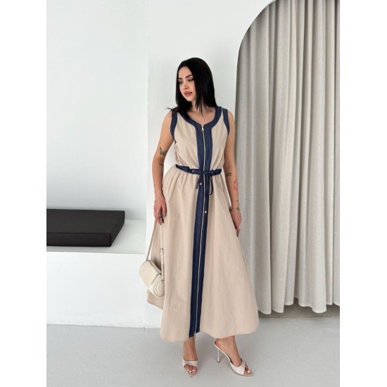 BEJ ELBİSE KOT GARNILI 185916