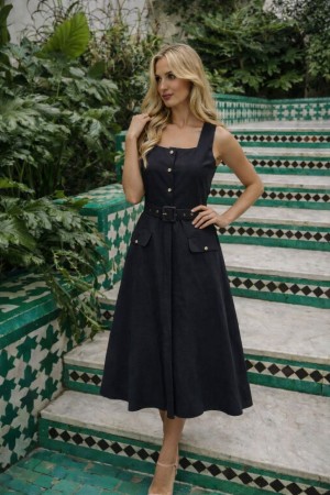 KEMERLİ KLOŞ ELBİSE PAPERTOUCH KUMAŞ 185941