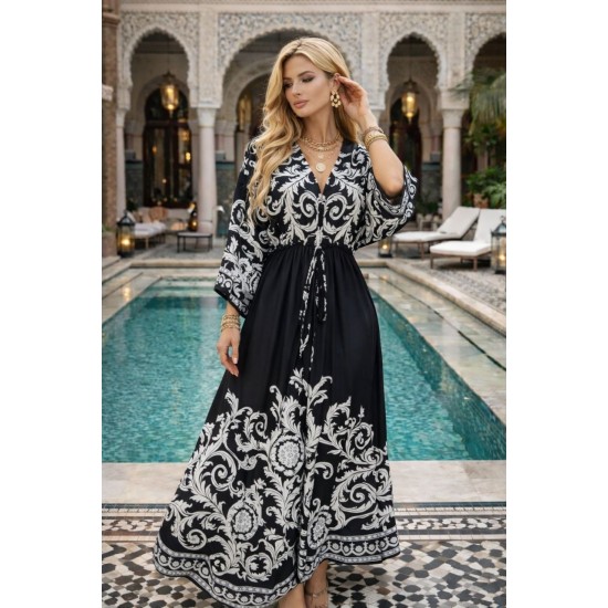 DESENLİ KİMONO ELBİSE JESSICA KUMAŞ 185954