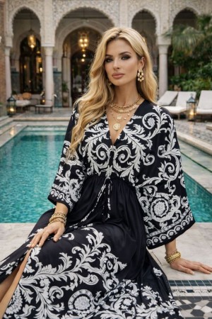 DESENLİ KİMONO ELBİSE JESSICA KUMAŞ 185954