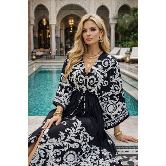 DESENLİ KİMONO ELBİSE JESSICA KUMAŞ 185954