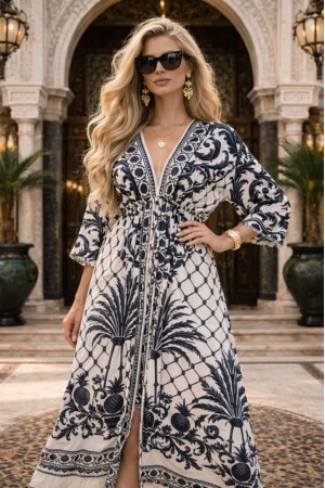 DESENLİ KİMONO ELBİSE JESSICA KUMAŞ 185956