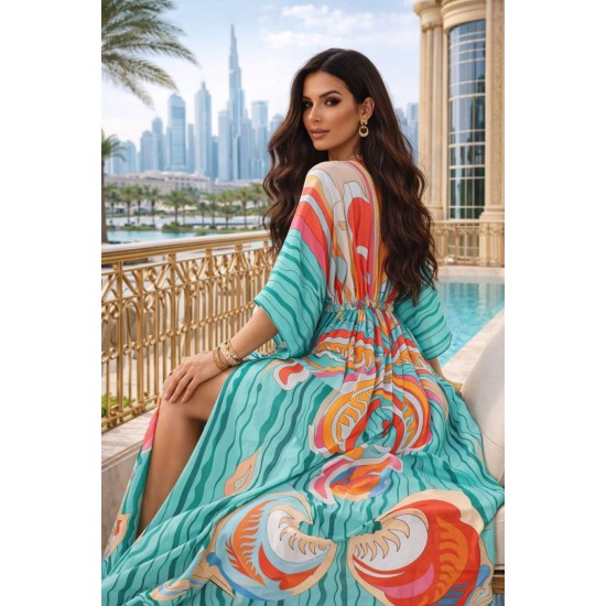 DESENLİ KİMONO ELBİSE JESSICA KUMAŞ 185958