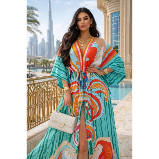 DESENLİ KİMONO ELBİSE JESSICA KUMAŞ 185958