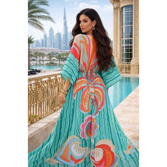 DESENLİ KİMONO ELBİSE JESSICA KUMAŞ 185958