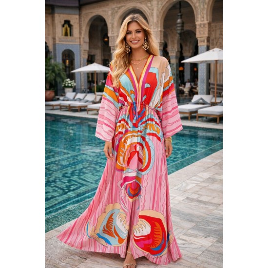 DESENLİ KİMONO ELBİSE JESSICA KUMAŞ 185959