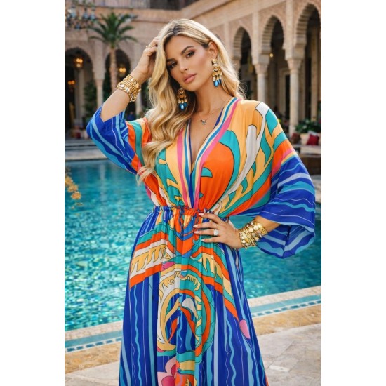 DESENLİ KİMONO ELBİSE JESSICA KUMAŞ 185961