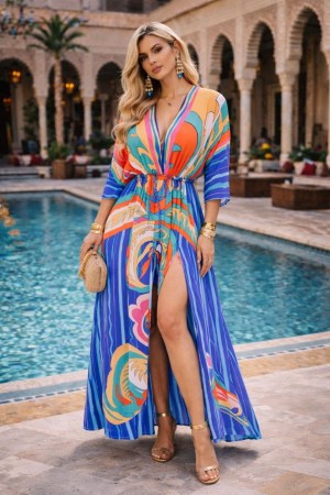 DESENLİ KİMONO ELBİSE JESSICA KUMAŞ 185961