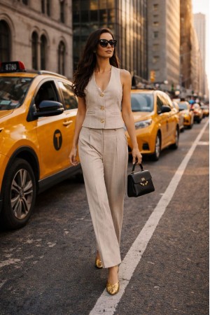 ÇİZGİLİ KUMAŞ YELEK TAKIM 185963