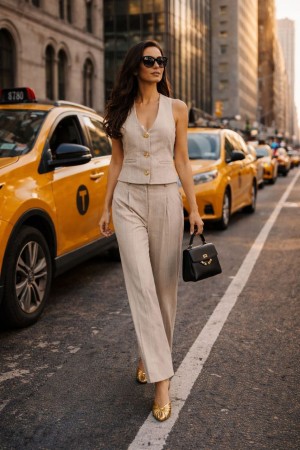 ÇİZGİLİ KUMAŞ YELEK TAKIM 185963