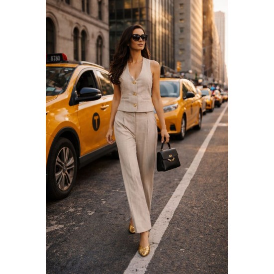 ÇİZGİLİ KUMAŞ YELEK TAKIM 185963