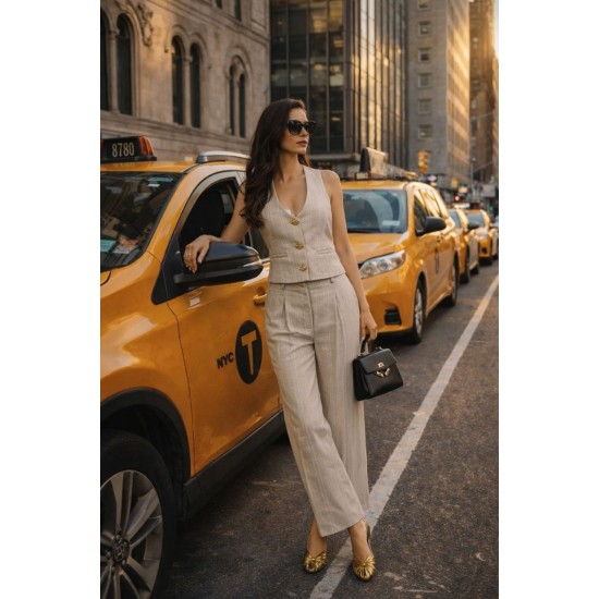 ÇİZGİLİ KUMAŞ YELEK TAKIM 185963