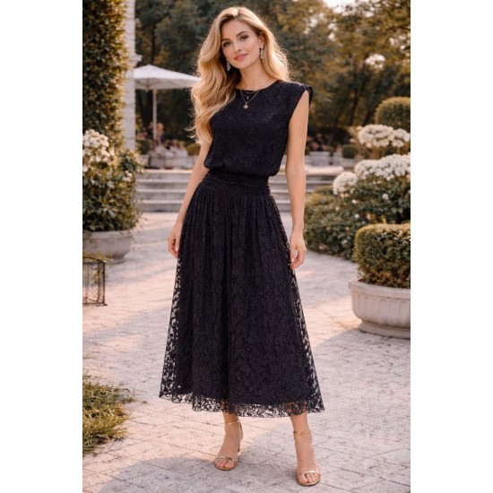 BELİ DRAPELİ DANTEL ELBİSE 185969