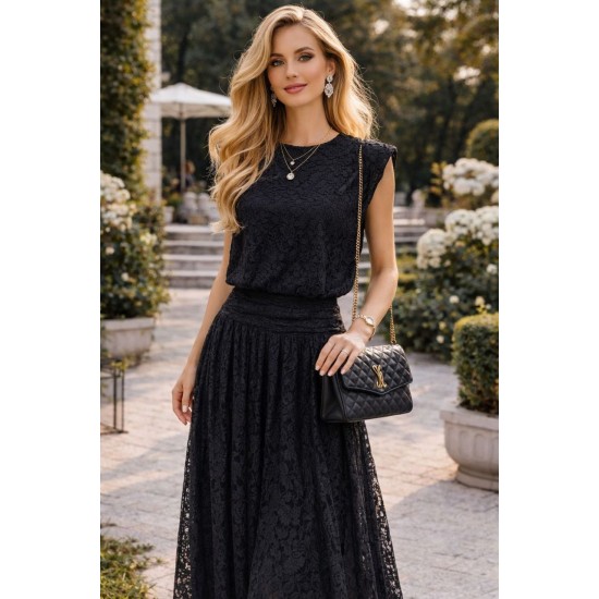 BELİ DRAPELİ DANTEL ELBİSE 185969