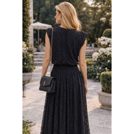 BELİ DRAPELİ DANTEL ELBİSE 185969