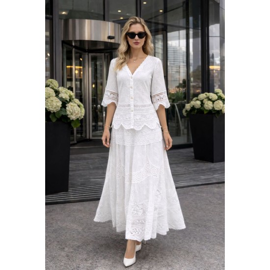 DANTEL NAKIŞ DETAYLI İTALYAN ETEK TAKIM 185983