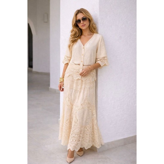 DANTEL NAKIŞ DETAYLI İTALYAN ETEK TAKIM 185983