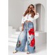 ÇİÇEK BASKILI JEANS EFEKTLİ PANTOLON 185986