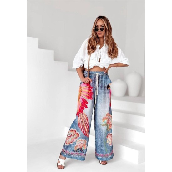 PAPAĞAN BASKILI JEANS EFEKTLİ PANTOLON 185987