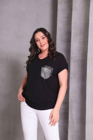 SİYAH BLUZ VİSKON KUMAŞ 185874