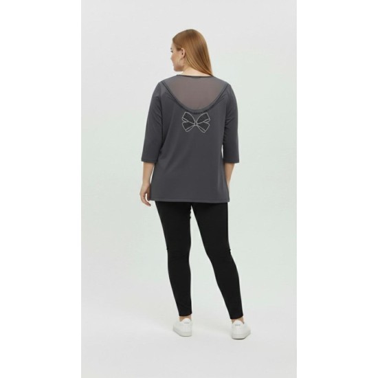 GRİ BLUZ DANTEL DETAY 185748