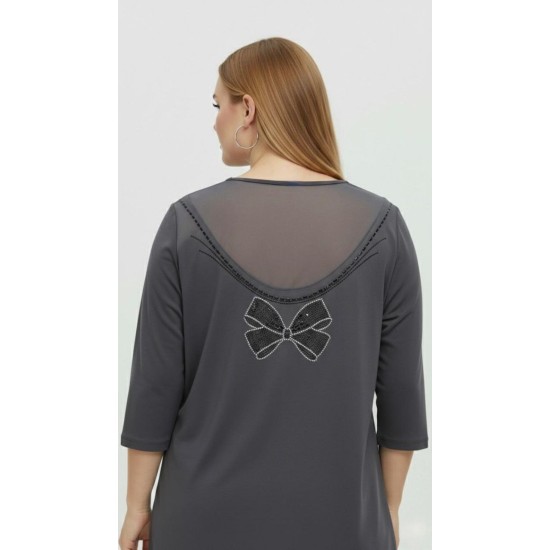 GRİ BLUZ DANTEL DETAY 185748