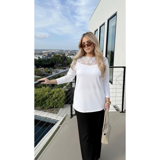 BEYAZ BLUZ DANTEL YAKA 185768