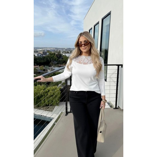BEYAZ BLUZ DANTEL YAKA 185768