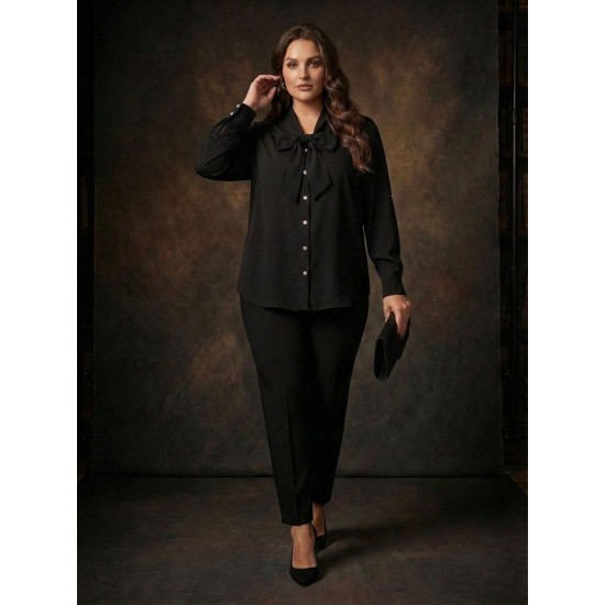 SİYAH BLUZ KREP KUMAŞ 185698