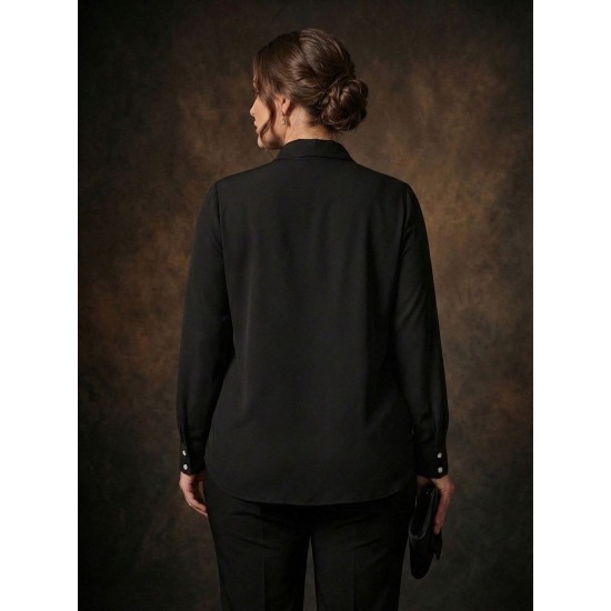 SİYAH BLUZ KREP KUMAŞ 185698