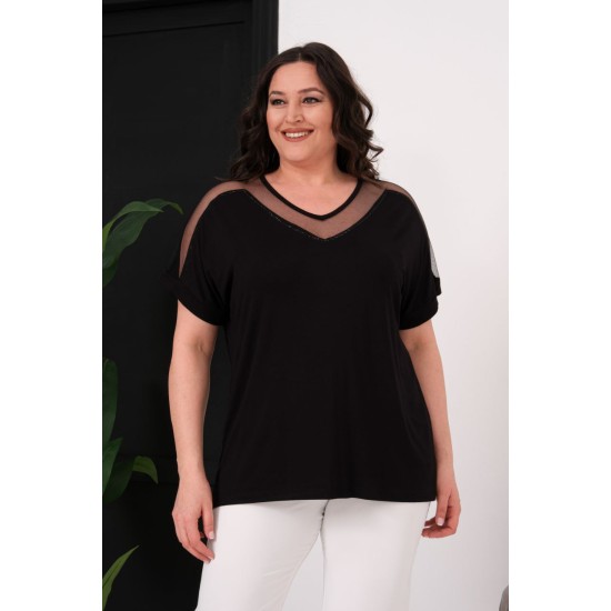 SİYAH BLUZ VİSKON KUMAŞ 185569