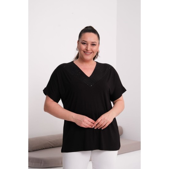 SİYAH BLUZ VİSKON KUMAŞ 185574