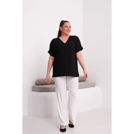 SİYAH BLUZ VİSKON KUMAŞ 185574