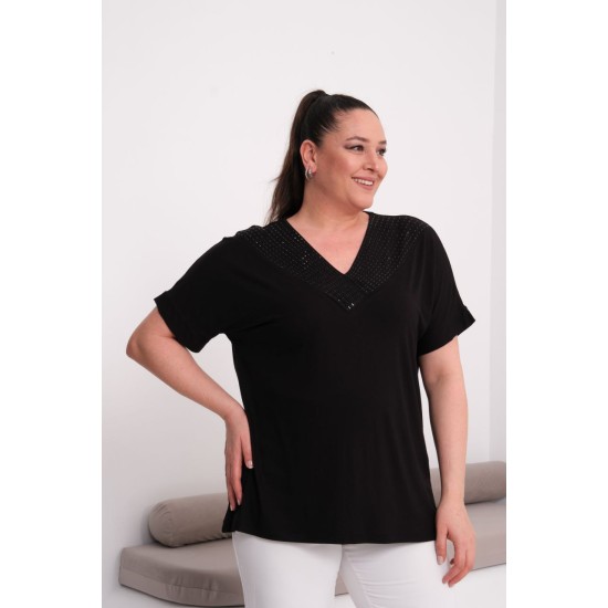 SİYAH BLUZ VİSKON KUMAŞ 185574