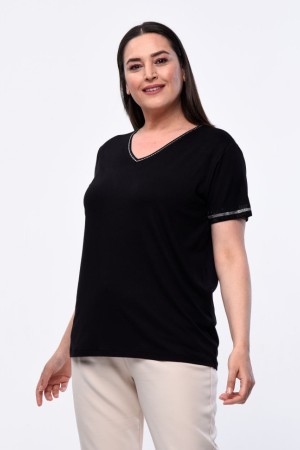 SİYAH BLUZ VİSKON KUMAŞ 185585