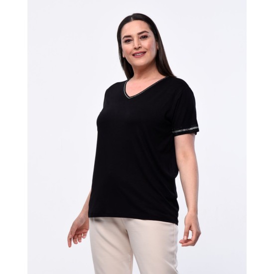 SİYAH BLUZ VİSKON KUMAŞ 185585