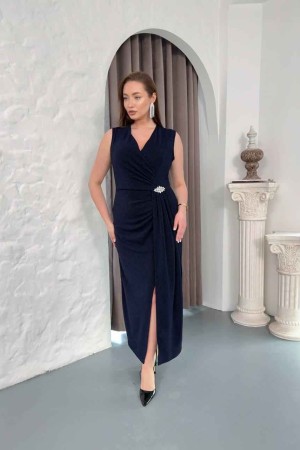 LACİVERT ELBİSE FLOWERS KUMAŞ 185521