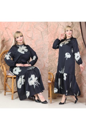 SİYAH ELBİSE SATEN KUMAŞ 185511