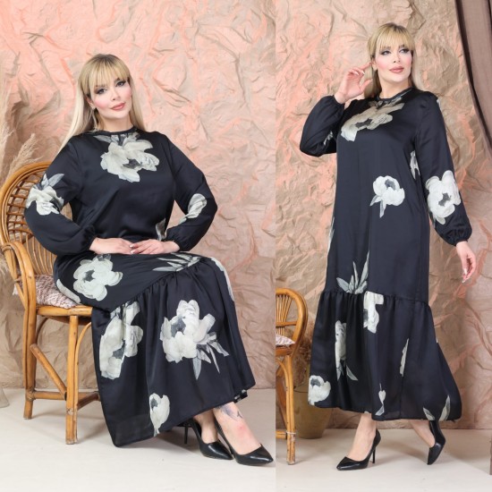 SİYAH ELBİSE SATEN KUMAŞ 185511