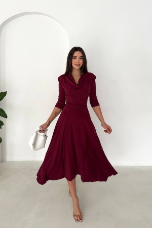 185278 Burgundy DRESS