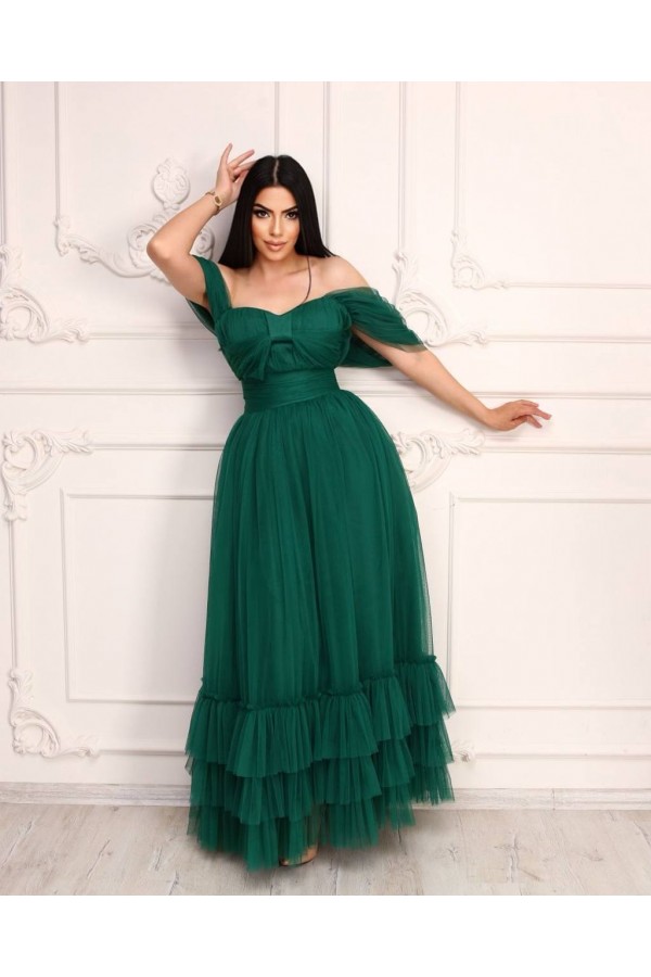 101079 GREEN Evening dress