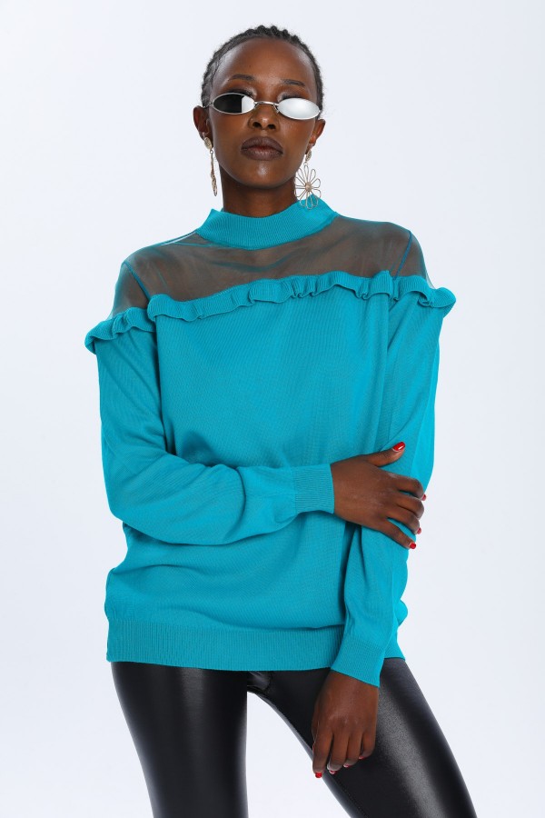 110710 turquoise BLOUSE