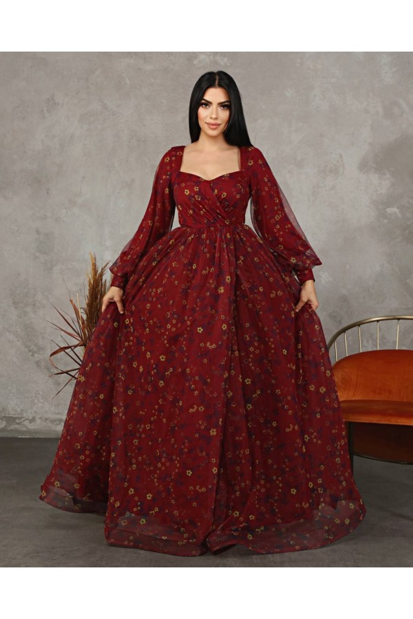 113165 burgundy Evening dress