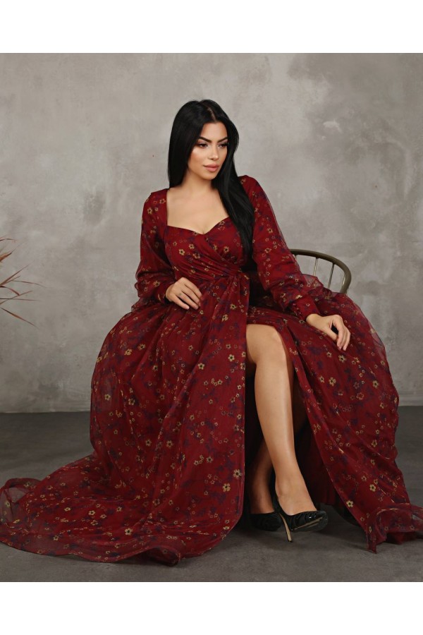 113165 burgundy Evening dress