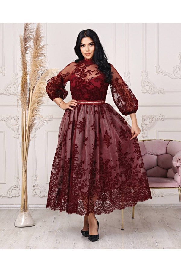 113180 burgundy Evening dress