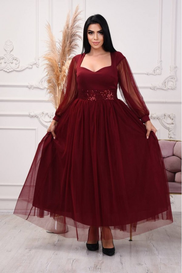 113183 burgundy Evening dress