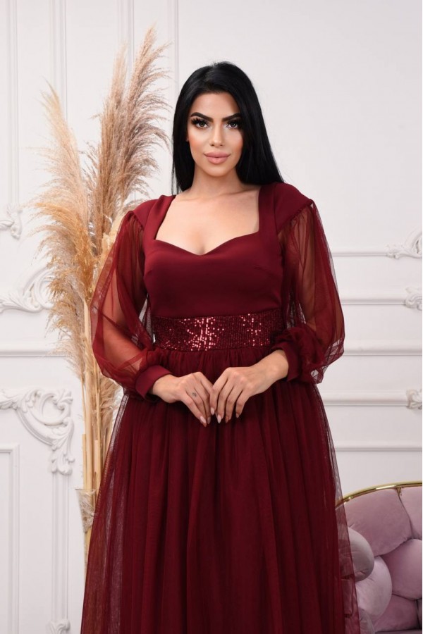 113183 burgundy Evening dress