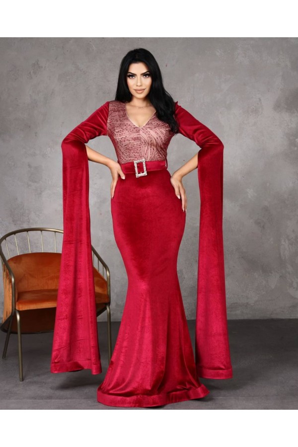 113201 burgundy Evening dress