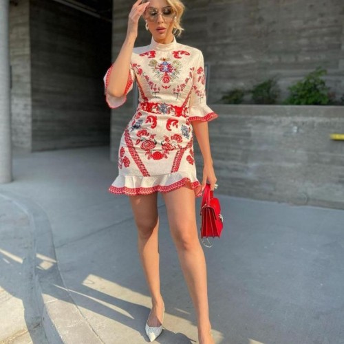 113470 TOPTAN DESENLİ ELBİSE toptan bayan giyim