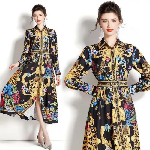 113485 TOPTAN DESENLİ ELBİSE toptan bayan giyim